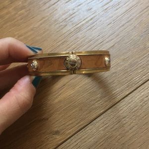 Leather and gold bangle